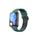 Για Huawei Watch Fit 2 Δίχρωμη διάτρητη ζώνη ρολογιών σιλικόνης (πράσινο+μαύρο)