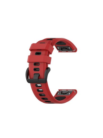 Για Garmin Fenix ​​7 22mm, δίχρωμη ζώνη ρολογιών σιλικόνης (κόκκινο μαύρο)