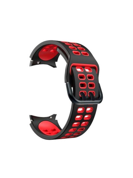 Για το Samsung Galaxy Watch4 40mm / 44mm με οπή διπλής σειράς Ζάντα σιλικόνης δύο χρωμάτων (Μαύρο κόκκινο)