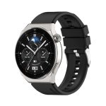 Για Huawei Watch GT3 42mm 20mm - Για Huawei Watch GT2 42mm / Watch 2 20mm - Για Honor Magic Watch 2 42mm 20mm Προεξέχουσα κεφαλή λουράκι σιλικόνης 20mm Ασημένια πόρπη (BLACK)