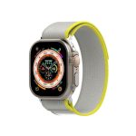 Διπλό έγχρωμο Nylon Hook and Loop Fastener Band Watch for Apple Watch Ultra 49mm (Κίτρινο+Μπεζ)