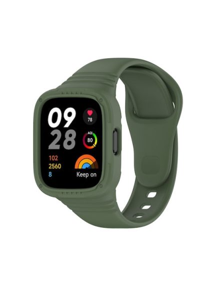 For Redmi Watch 3 Integrated Fully Enclosed Silicone Watch Band(Dark Green)