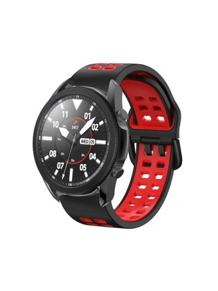 For Samsung Galaxy Watch 5 Pro 45mm 20mm Breathable Two-Color Silicone Watch Band (ΚΟΚΚΙΝΟ +ΜΑΥΡΟ )