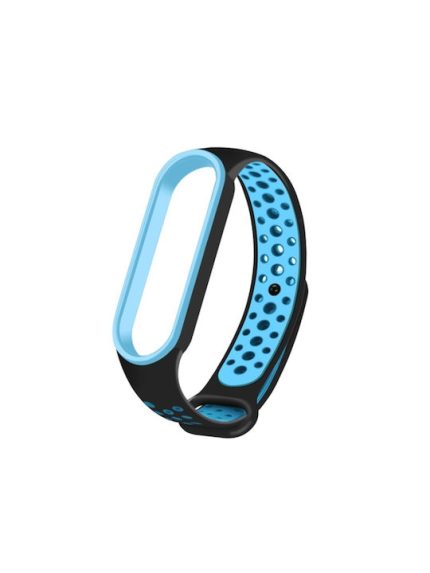 Για Xiaomi Mi Band 6 (CA8856) λουράκι ρολογιού σιλικόνης με τρύπες (ΜΠΛΕ+ΜΑΥΡΟ)
