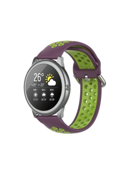 For Xiaomi Haylou Solar LS05 Two-tone Silicone Watch Band, Size: 22mm(Purple Lime)