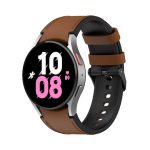 For Samsung Galaxy Watch5 44mm / 40mm Silicone Leather Black Buckle Watch Band, Size:S(Brown)