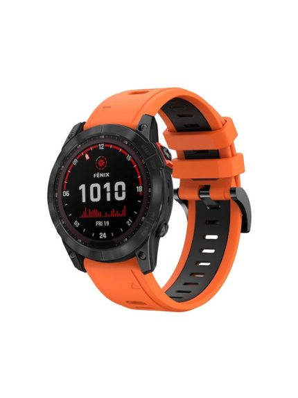 Για Garmin Fenix ​​7X 26mm, δίχρωμη αθλητική ζώνη ρολογιών σιλικόνης (πορτοκαλί+μαύρο)  Εφαρμόζεται μοντέλα: κατάλληλο για Garmin Fenix7X, Fenix ​​7X Solar, TACTIX 7/ 7 Pro, TACTIX DELTA, Enduro, VERTIX2, Fenix ​​6X , Fenix ​​6X Pro, Fenix ​​6X Sapphire G