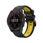 Για Garmin Fenix ​​7X 26mm, αθλητική ζώνη σιλικόνης δύο χρωμάτων (Μαύρο+κίτρινο)