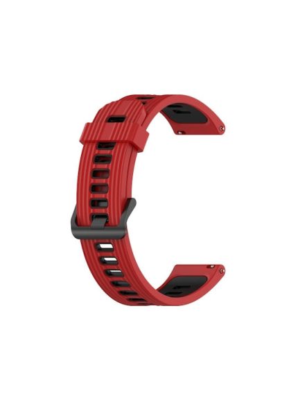 For Amazfit GTR 3/GTR 3 Pro/GTR 2 22mm Two-color Stripe Silicone Watch Band (ΜΑΥΡΟ + ΚΟΚΚΙΝΟ )