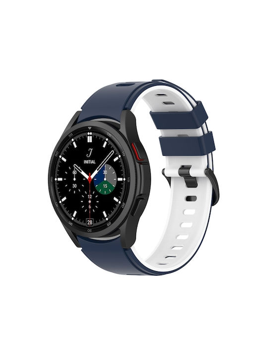 9864e3ce-ccd6-47e5-9bf2-7ea14cdc8a54_0.jpg Για Samsung Galaxy Watch5 Pro 45mm/5 44mm/5 Δίχρωμη ζώνη σιλικόνης με λουράκι ρολογιού (Midnight Blue White) - Image 1