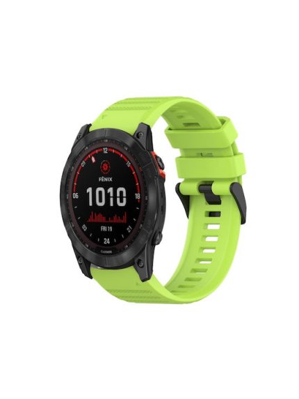 For Garmin Fenix 7X 26mm Horizontal Texture Silicone Watch Band with Removal Tool(Lime Green)