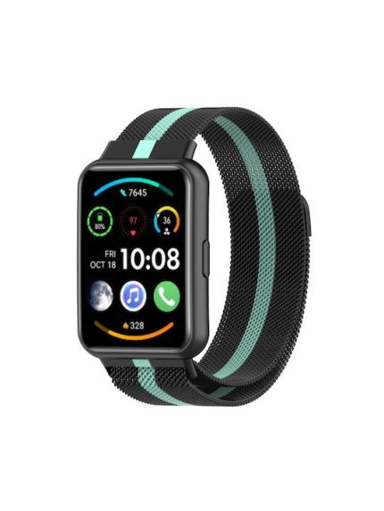 Για Huawei Watch Fit 2 Milan Μαγνητικό λουράκι από ανοξείδωτο χάλυβα (Μαύρο πράσινο)
