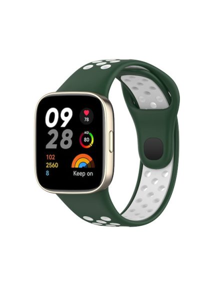 For Xiaomi Redmi Watch 3  Sports Two-Color Silicone Watch Band  (ΑΣΠΡΟ+ΠΡΑΣΙΝΟ)