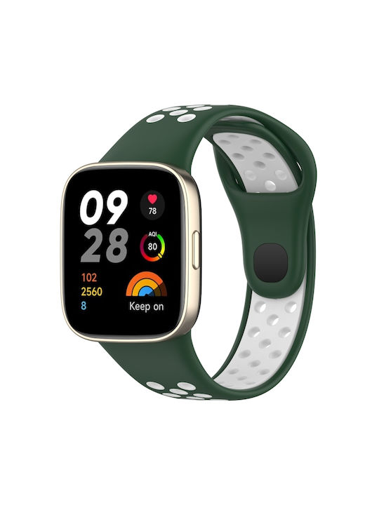 9c1bd7af-f9fd-4287-9174-d311a9712d94_0.jpg For Xiaomi Redmi Watch 3 Sports Two-Color Silicone Watch Band (ΑΣΠΡΟ+ΠΡΑΣΙΝΟ) - Image 1