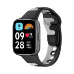 For Redmi Watch 3 Active Stitching Two Color Silicone Watch Band   (ΜΑΥΡΟ + ΓΚΡΙ )