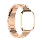 For Redmi Watch 3 Active 2 in 1 Three-bead Metal Watch Band with Watch Frame(Rose Gold)