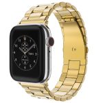 For Apple Watch Series 9&8&7 41mm / SE 3&SE 2&6&SE&5&4 40mm / 3&2&1 38mm Fold Buckle 3 Beads Stainless Steel Watch Band(Gold) - Image 3