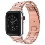For Apple Watch Series 9&8&7 41mm / SE 3&SE 2&6&SE&5&4 40mm / 3&2&1 38mm Fold Buckle 3 Beads Stainless Steel Watch Band(Rose Gold) - Image 2