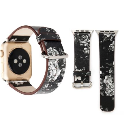 Fashion Pastoralism Style Little Floral Pattern Γυναικείο ρολόι Δερμάτινο λουράκι καρπού για Apple Watch Series 7 41mm / 6&SE&5&4 40mm / 3&2&1 38mm