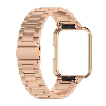 Three-bead Steel Watch Band for Xiaomi Redmi Watch 2 Lite International Version(Rose Gold)
