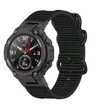 For Amazfit T-Rex / T-Rex Pro / Ares Three-ring Black Buckle Nylon Watch Band(Black) - Image 2