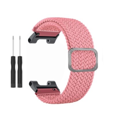 For Amazfit T-Rex / T-Rex Pro / Ares Adjustable Buckle Braided Nylon Watch Band (Pink)
