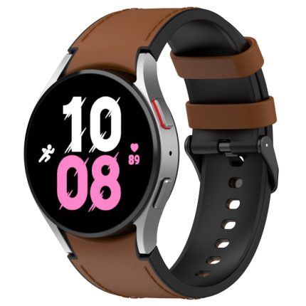 For Samsung Galaxy Watch5 44mm / 40mm Silicone Leather Black Buckle Watch Band, Size:S(Black)
