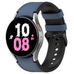 For Samsung Galaxy Watch5 44mm / 40mm Silicone Leather Black Buckle Watch Band, Size:L(Midnight Blue)