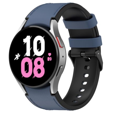 For Samsung Galaxy Watch5 44mm / 40mm Silicone Leather Black Buckle Watch Band, Size:L(Midnight Blue)