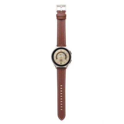 For Realme Watch 3/Amazfit GTR4/4 Pro Universal Grooved Genuine Leather Watch Band(Brown)