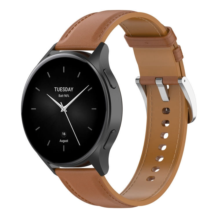 EDA004153301D For Huawei Watch Buds/Xiaomi Watch S2 22mm Genuine Leather Watch Band(Light Brown) - Image 1