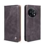For OnePlus 11 Non-Magnetic Retro Texture Horizontal Flip Leather Case(Grey)