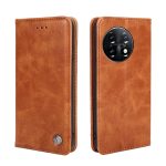 For OnePlus 11 Non-Magnetic Retro Texture Horizontal Flip Leather Case(Brown)