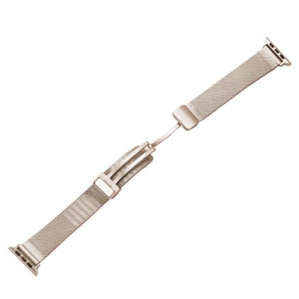 Milan Fold Buckle Metal Watch Band For Apple Watch Series 9&8&7 41mm / SE 3&SE 2&6&SE&5&4 40mm / 3&2&1 38mm(Starlight