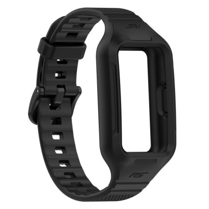 For Honor Band 6 Solid Color Silicone Integrated Watch Band(Black)