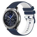 For Samsung Gear S3 Classic 22mm Checkered Two-Color Silicone Watch Band(Dark Blue+White) - Image 2