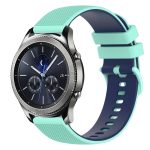 For Samsung Gear S3 Classic 22mm Checkered Two-Color Silicone Watch Band(Teal+Blue) - Image 2