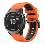 For Garmin Fenix 6X Sapphire 26mm Two-Color Sports Silicone Watch Band(Orange+Black) - Image 2