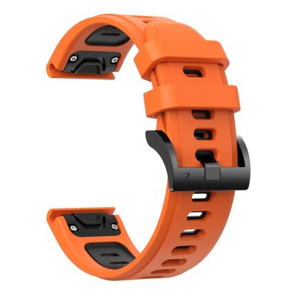For Garmin Fenix 5X Plus 26mm Two-Color Sports Silicone Watch Band(Orange+Black)