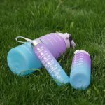 3pcs/set Gradient Plastic Sports Kettle Portable Straws Space Cup(Purple Blue)