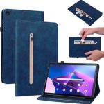 For Lenovo Tab M10 10.1 3rd Gen Skin Feel Solid Color Zipper Leather Tablet Case(Blue)