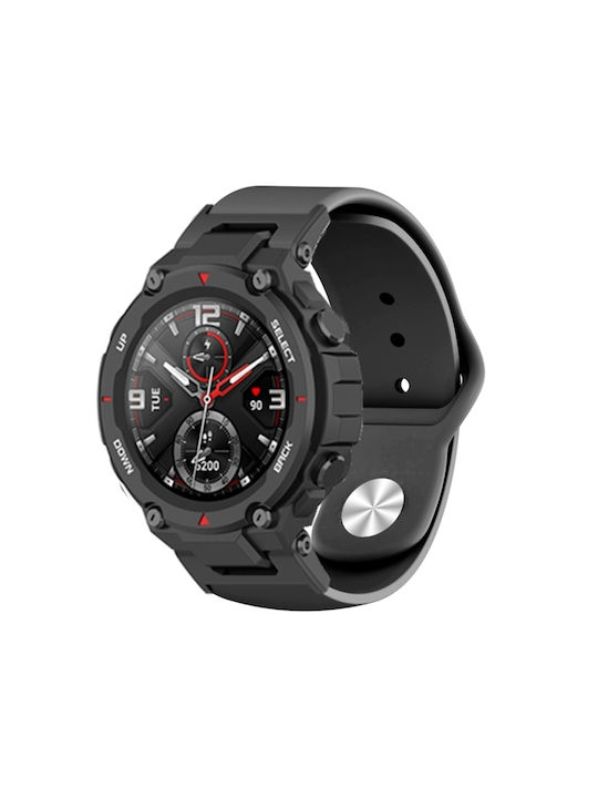 a194f460-8e5a-4e65-b9fb-bf8213c12c44_0.jpg For Amazfit T-Rex / T-Rex Pro / Ares Silicone Reverse Buckle Watch Band (Black) - Image 1