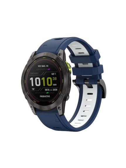 Για Garmin Fenix ​​7X 26mm, λουρακι σιλικόνης (Midnight Blue + White) Fenix 7X Solar-Tactix Delta-Enduro-Fenix 6-Fenix 6X Pro-Fenix 6X Sapphire-Fenix 5X Sapphire-Fenix 5X Plus-Fenix 3-Fenix 3 HR-Fenix 3 Sapphire-Descent MK 2-Descent
