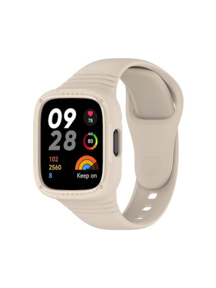 For Redmi Watch 3 Integrated Fully Enclosed Silicone Watch Band(Ivory White)