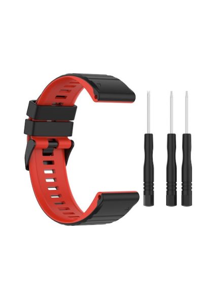 For Garmin Fenix 7 22mm Two-color Silicone Watch Band  (Black /  Red)