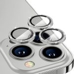 ENKAY Glitter Rear Lens Aluminium Alloy Tempered Glass Film For iPhone 14 Pro / 14 Pro Max(Silver)