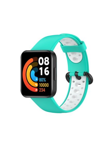 For Xiaomi Redmi Watch 2 Lite Δίχρωμη ζώνη ρολογιών σιλικόνης (κυανό+λευκό)