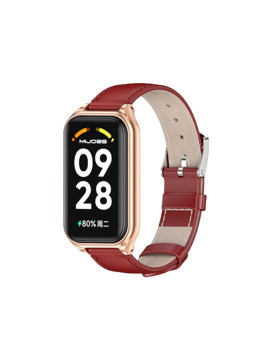 a57832fb-8f2b-41ae-9c83-450a7d3304e9_0-1.jpg For Redmi Band 2 Mijobs Metal Shell Genuine Leather Watch Band(Red Rose Gold) - Image 1