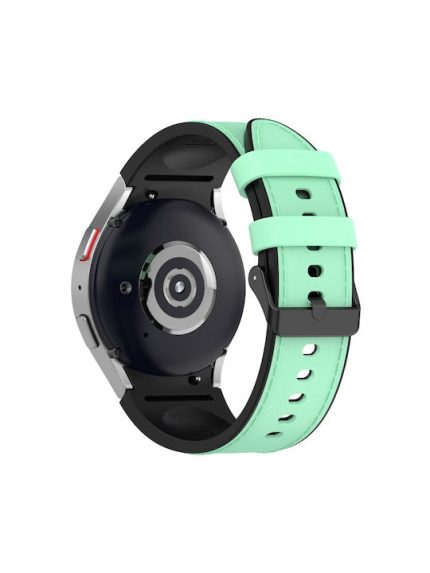 For Samsung Galaxy Watch5 44mm / 40mm Silicone Leather Black Buckle Watch Band, Size:S(Green)