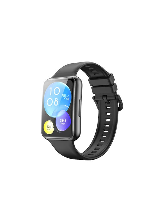 a6e43837-e1cb-4f73-9436-1d8791e725fb_0-1.jpg Λουράκι Σιλικόνης Silicone Band Για Huawei Watch Fit 2 - Μαύρο Με Μαύρο Κούμπωμα OEM - Image 1